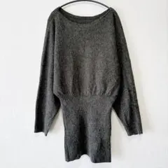 スプレイ【F】ニットチュニック ボートネック 無地 グレー系 ドルマンスリーブのサムネイル