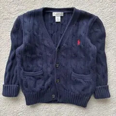 ラルフローレン ケーブルニットカーディガン 紺 キッズ 00sヴィンテージ