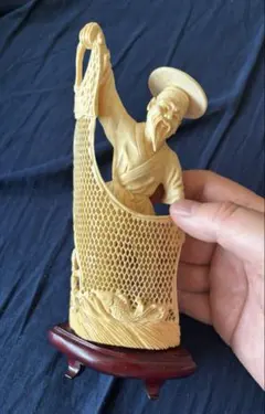 天然材質 中国美術 仙人 彫刻 マンモス 牙 猛犸 オブジェ 置物 | Mercari