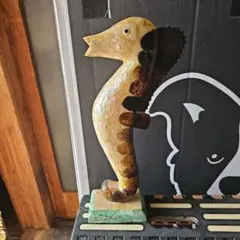 美品】魚 タツノオトシゴ 木彫 置物 インテリア 工芸品 美術品 A1293