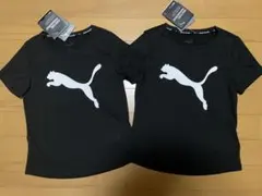 新品未使用 130 2枚 プーマ 半袖Tシャツ ビッグロゴ 快適 ガールズ 黒のサムネイル