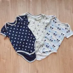 ユニクロ ボディスーツ ミッキー 半袖ロンパース 80 まとめ売り 3枚セット