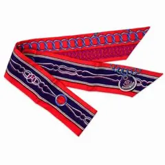 【HERMES】 エルメス ツイリー スカーフ レッド×ネイビーのサムネイル