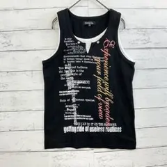 タンクトップ レディース M ロゴ y2kフェアリーグランジ 黒 カットソー✨夏