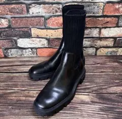 【値下❗️】✨希少サイズ✨ZARA ザラ（25.5）ソックスブーツ 厚底 レザー