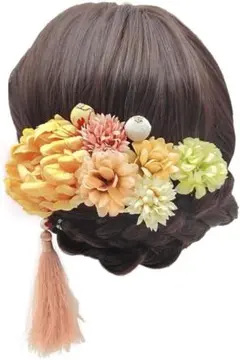 成人式 髪飾りセット オレンジ系