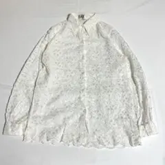 I.G.T 花柄　総レース 白ブラウス シャツ　前開き 長袖　ヴィンテージ