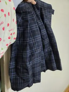 ネイビー チェック柄 プリーツスカート 制服風