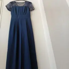 ネイビー レース 半袖 ロングドレス　エゴイスト　パーティードレス　オールイン