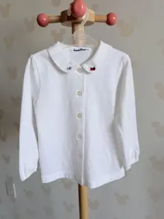 familiar 長袖シャツ ホワイト刺繍90cm