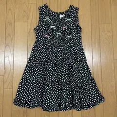 シャーリーテンプル　ノースリーブ水玉ワンピース（黒・ピンク・緑）