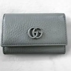 GUCCI GGマーモント 6連キーケース 本革 レザー 牛革 グレー