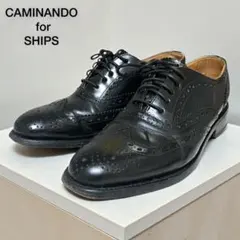 カミナンド×SHIPS別注 本革 ウイングチップ メダリオン 黒UK7 革靴のサムネイル