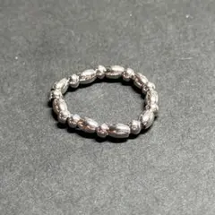 BR754 ステンレスビーズ ビーズリング 丸玉3mm＆オーバル シンプル