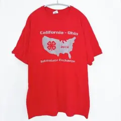 ジャージーズ Tシャツ クルーネック 半袖 プリント XL 赤 綿ポリ デイリー