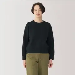 無印良品 二重編みスウェットシャツ　ブラック　婦人XL