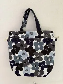 巾着バッグ　花柄　ハンドメイド