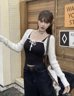 shein ニートカーディガン　白のサムネイル