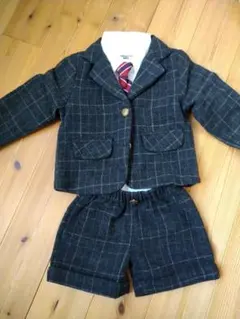 ダークグレー チェック柄 スーツ 90〜95cm