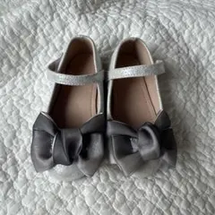 シルバー リボン付き シューズ