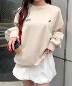 KANGOL 別注フェイクスエードワンポイント刺繍ラグラントップス