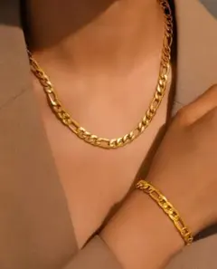 サージカルステンレス ネックレスブレスレット 2セット ゴールド 人気 シルバー