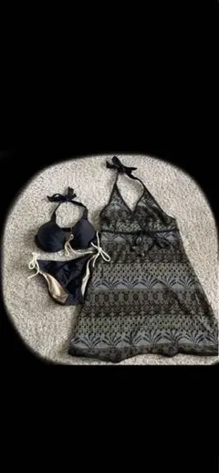 ボヘミアン柄 セパレート水着 ブラック