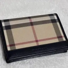 バーバリー 名刺入れ カードケース ノバチェック レザー 黒のサムネイル