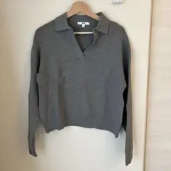 ユニクロ UNIQLO スムースコットンリラックスポロセーター　GREY M