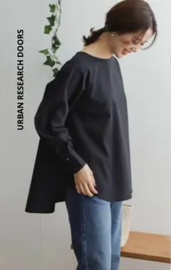 URBAN RESEARCH DOORS 長袖チュニックブラウス ブラック