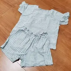 GLOBAL WORK☆チェック柄麻レーヨンセットアップ130☆グローバルワーク