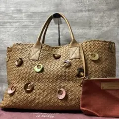 FALORNI】イントレチャート グレー×グレージュ ラムレザー トート