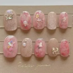 ネイルチップ　ピンク　マグネットジェル（お値下げ不可）
