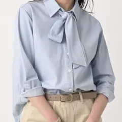 UNTITLED 2WAY ライトブルー デニムシャツ ボウタイ付きのサムネイル
