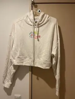 adidas 花柄刺繍 クロップドスウェット L