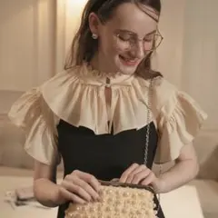 BONLECILL noir フリルリボンクロップドボレロ　つけ襟　オケージョン