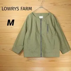 LOWRYS FARM　ノーカラージャケット　ミリタリー　七分袖　カーキ　M