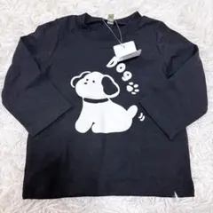 犬プリント 黒 Tシャツ 80 長袖　キッズ　ベビー　男の子
