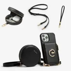 iPhone 14 pro max ケース カバー ミニポーチ付き ブラック