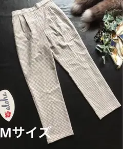 ♡earth♡背面ゴム入りタックつき♡チェック柄テーパードパンツ♡