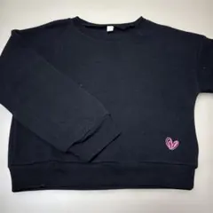 ブラック ハート刺繍 長袖トレーナー 110cm