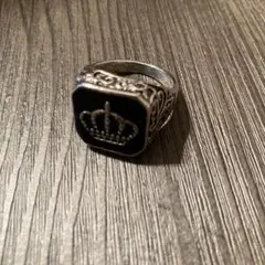 【1378】新品 アメカジ 王冠モチーフ シルバー調リング 25号