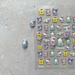 No.945　3D立体　ポムポム　ポチャコ　クロミ　シナモロール　ネイルシール