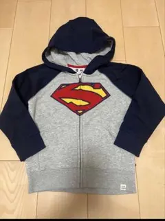 ギャップ　裏起毛パーカー　前開き　ジップアップ　スーパーマン　フード付き