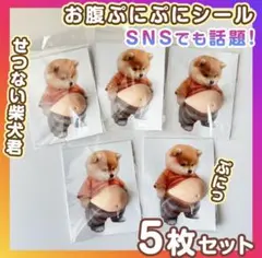 おなか ぷにぷに シール 柴犬 3D 立体 ステッカー 5枚 ぷっくりお腹 いぬ