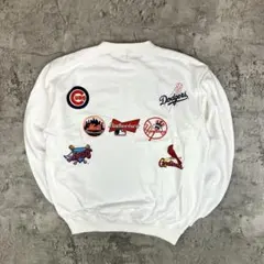 90s 00s Budweiser MLB スウェット 古着 バックプリント 白
