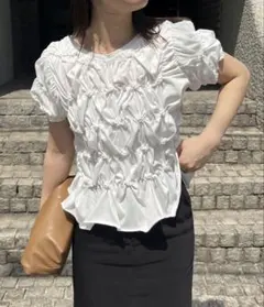 CAPRICIEUX LE'MAGE シャーリング半袖ブラウス