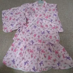 HushHush ピンクリボン花柄 ゆかた 110センチ