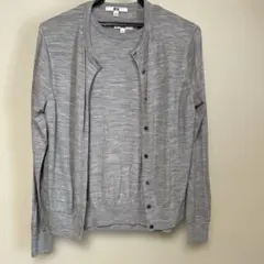 美品UNIQLO メリノウール アンサンブル カーディガン 半袖ニット