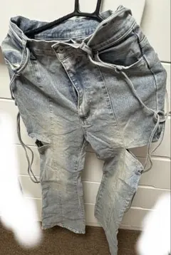 ナイスクラップ サイドスリットフレアリボンデニムパンツ Mサイズ